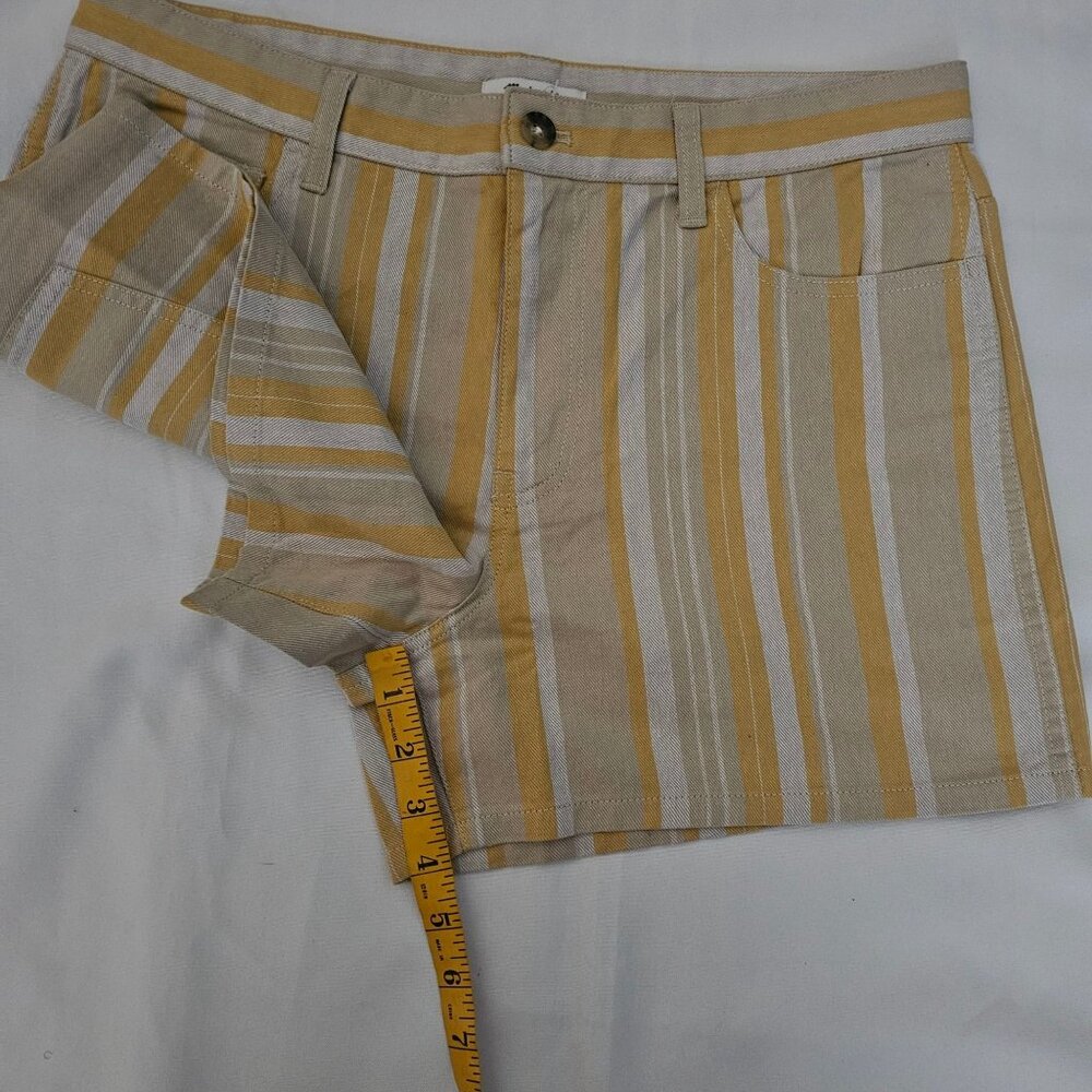 Madewell Women's Poplar Yellow Striped Rumpled Cotton Twill Shorts Size 29, NWT - Picture 13 of 16